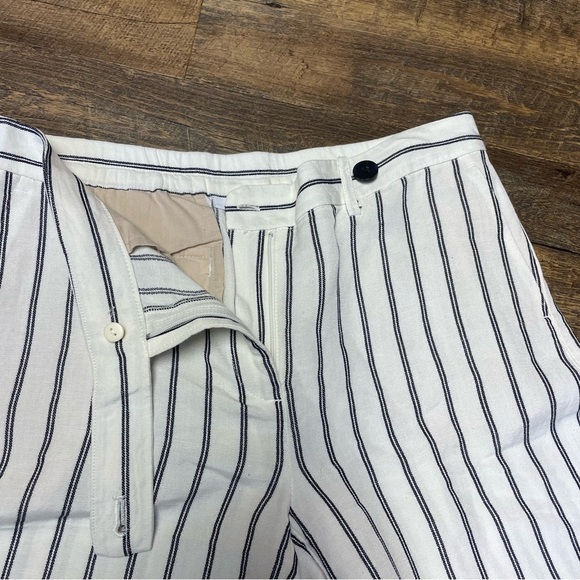 J. Jill Wide-Leg Linen Blend Pants Cream Navy Striped Coastal Preppy Womens 8 - Picture 5 of 13